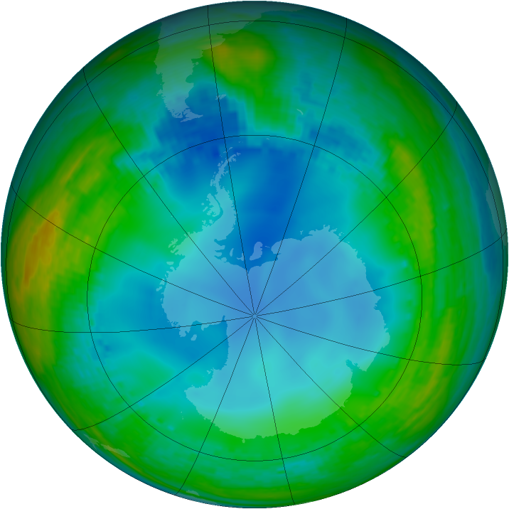 Antarctic ozone map for 16 July 2003
